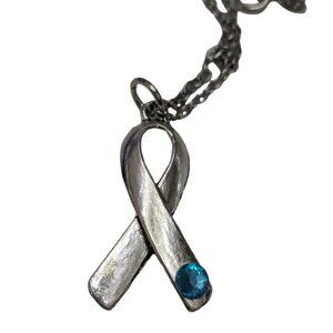 Empowering Teal Gem Accent Necklace for Sexual Assault Awareness - Make a Statem